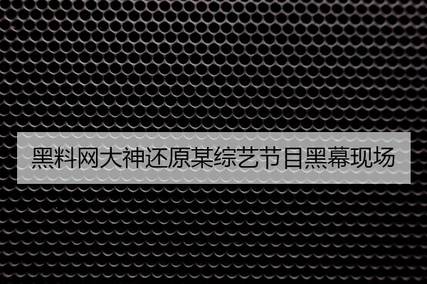 黑料网大神还原某综艺节目黑幕现场